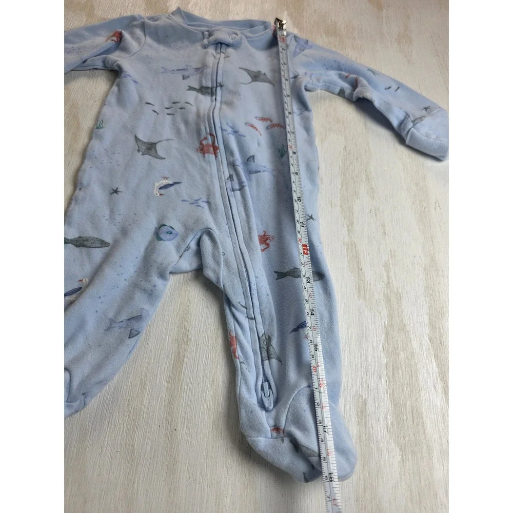 Carters Baby Boy 3M Blue Sea Life Shark Stingray 2-Way Zip Footed Sleeper Pajama